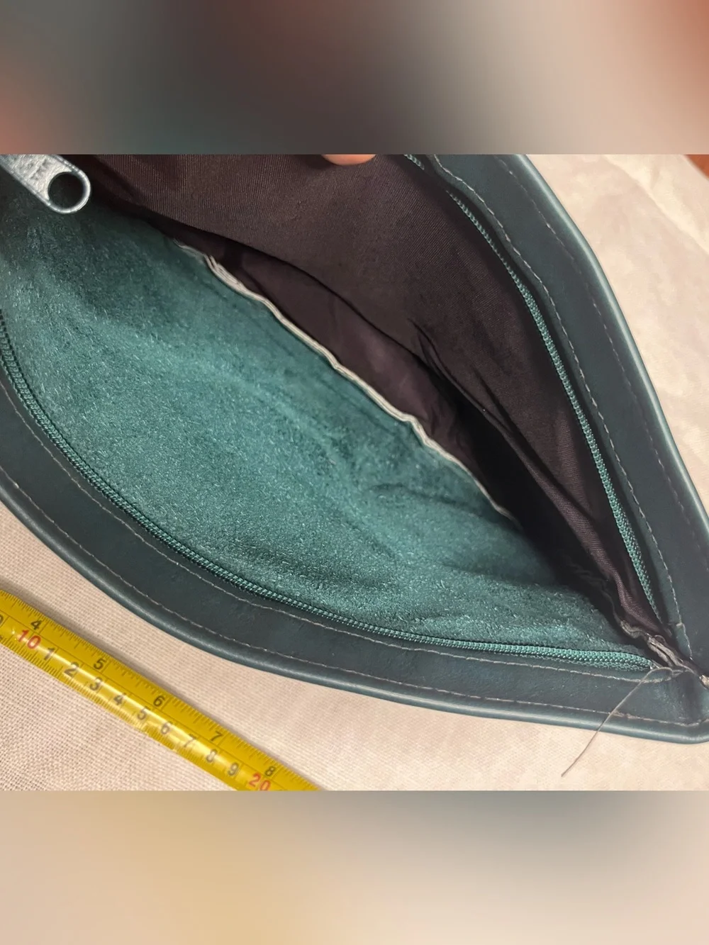 Vintage teal colored leather clutch